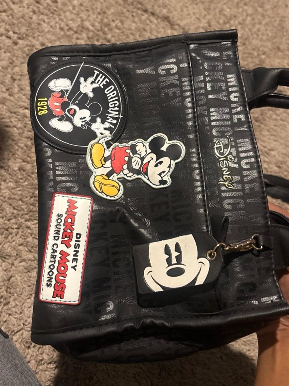 Disney Black Mickey Mouse Patchwork Messenger Bag